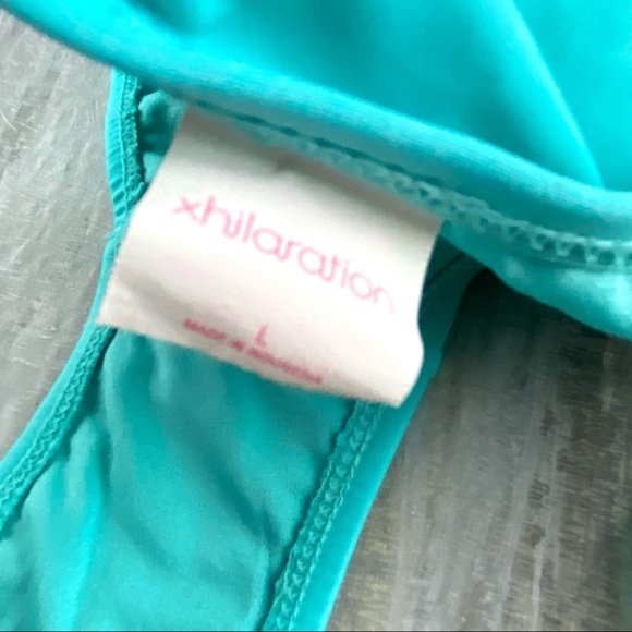 Xhilaration Boho Bikini Bottom Aqua Teal Floral Paisley Side Tie String Bikini L - Picture 8 of 10